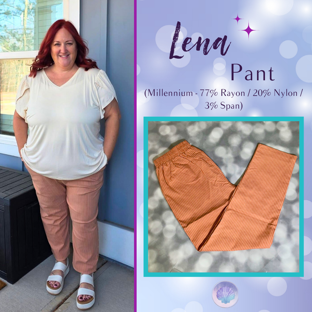 LuLaRoe LuLaRoe Lena Pant - Desert Clay Pinstripe 