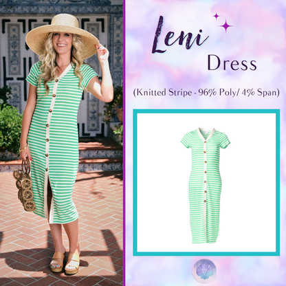 LuLaRoe Leni Dress – Kelly Green & Ivory Scalloped Stripe