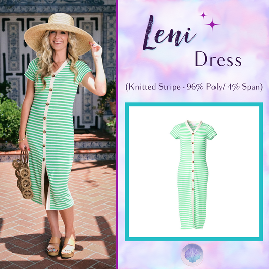 LuLaRoe Leni Dress – Kelly Green & Ivory Scalloped Stripe