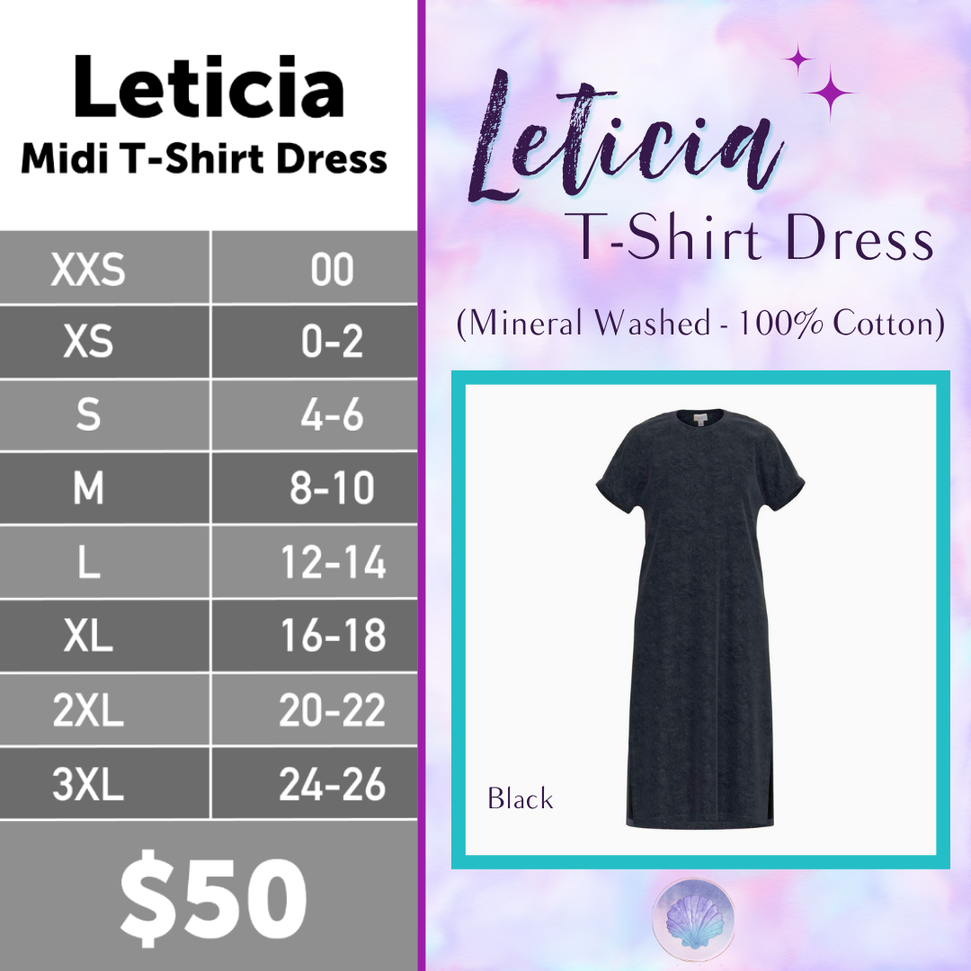 LuLaRoe Leticia Solid Mineral Washed Black 100% cotton mineral washed midi T-shirt dress - product image 1