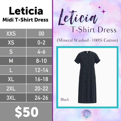 LuLaRoe Leticia Solid Mineral Washed Black 100% cotton mineral washed midi T-shirt dress - product image 1