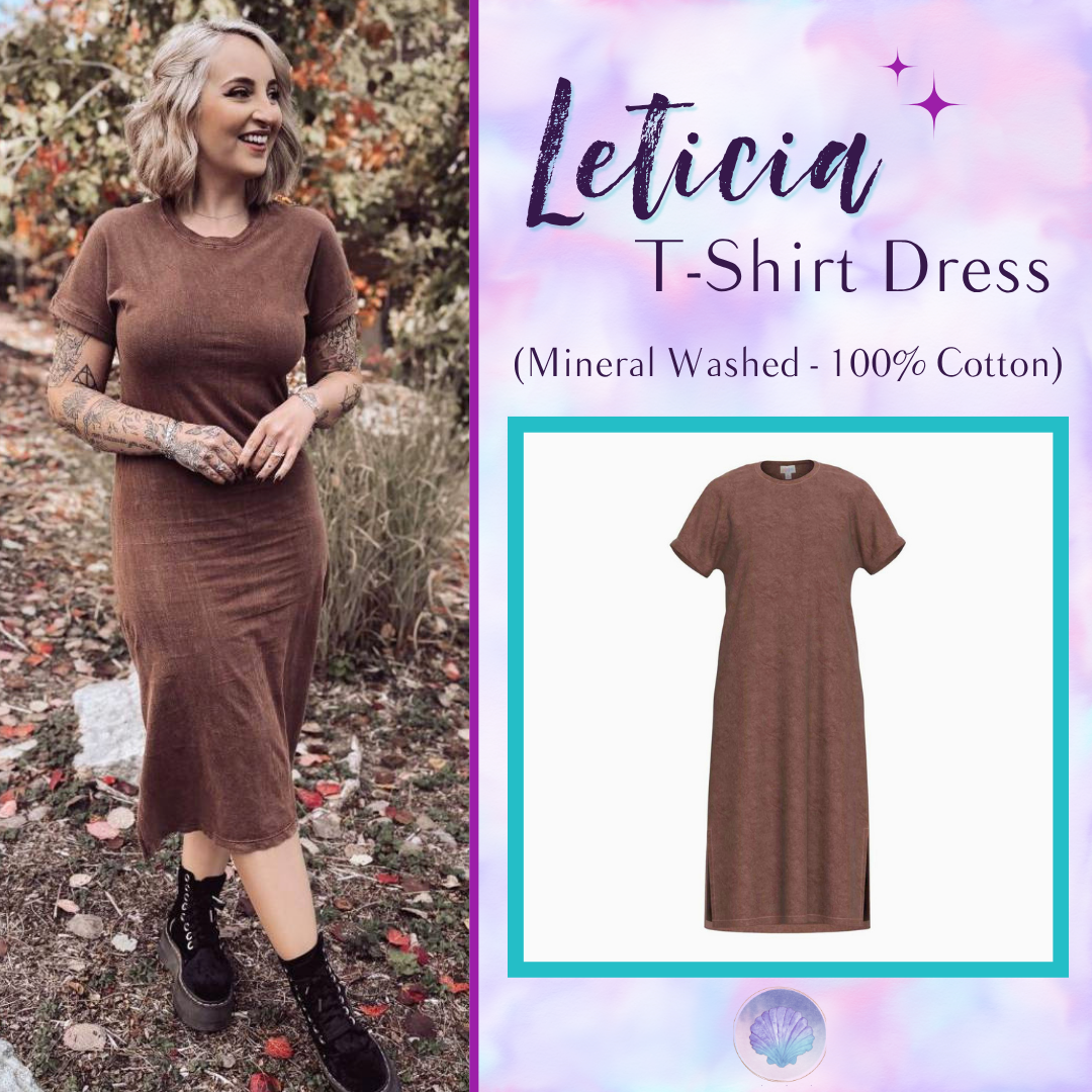 LuLaRoe Leticia Solid Mineral Washed Chocolate Brown 100% cotton mineral washed midi T-shirt dress - product image 1
