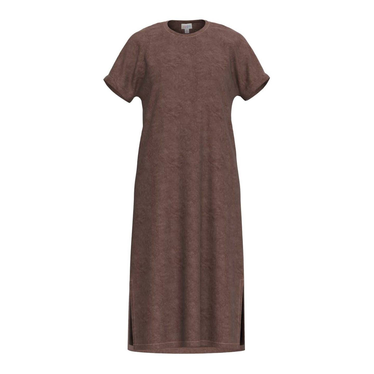 LuLaRoe Leticia Solid Mineral Washed Chocolate Brown 100% cotton mineral washed midi T-shirt dress - product image 2