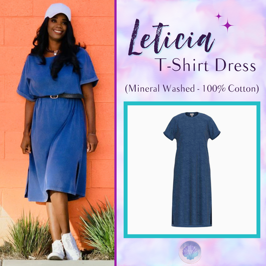 LuLaRoe Leticia Solid Mineral Washed Royal Blue 100% cotton mineral washed midi T-shirt dress - product image 1
