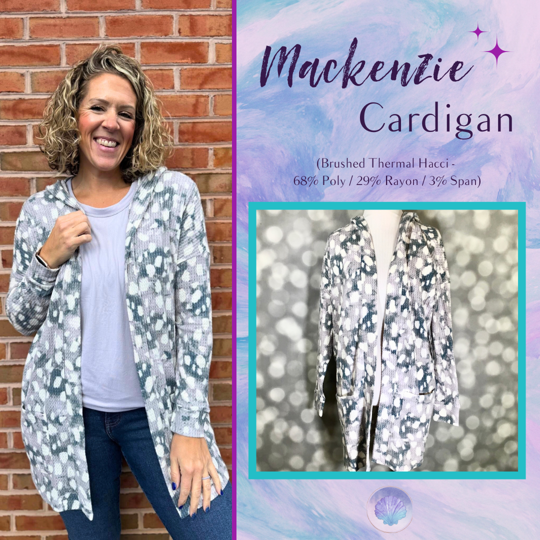 LuLaRoe Cozy Mackenzie Cardigan - Gray & White Abstract Dot