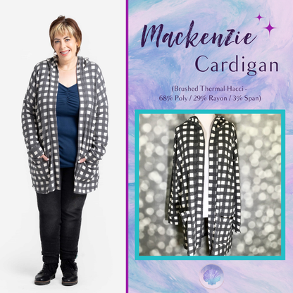 LuLaRoe Cozy Mackenzie Cardigan - Black & White Checkered Plaid