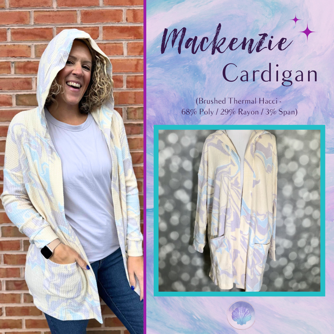LuLaRoe Cozy Mackenzie Cardigan - Beige Blue Lavender Marble Swirl