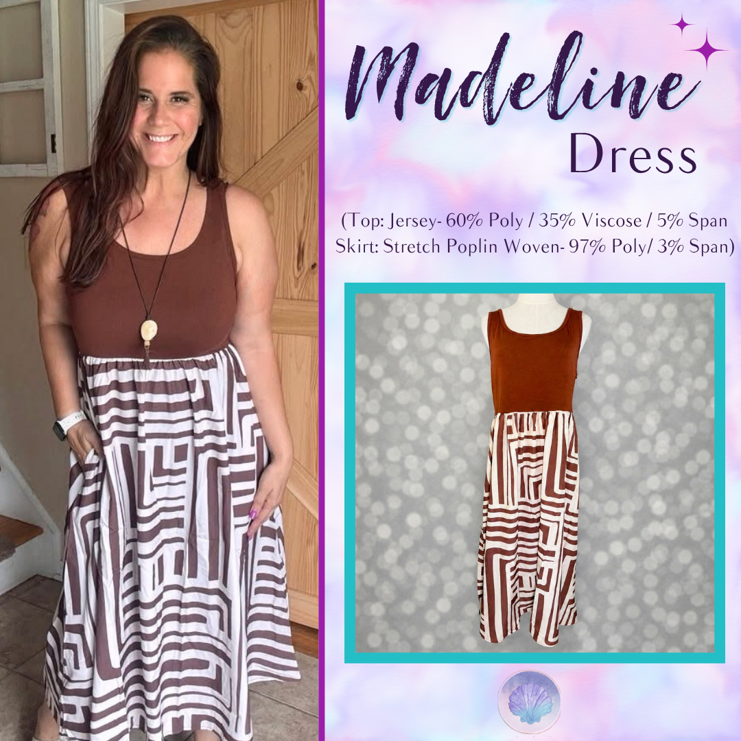 LuLaRoe Madeline Midi Tank Dress - Mocha Geometric Maze