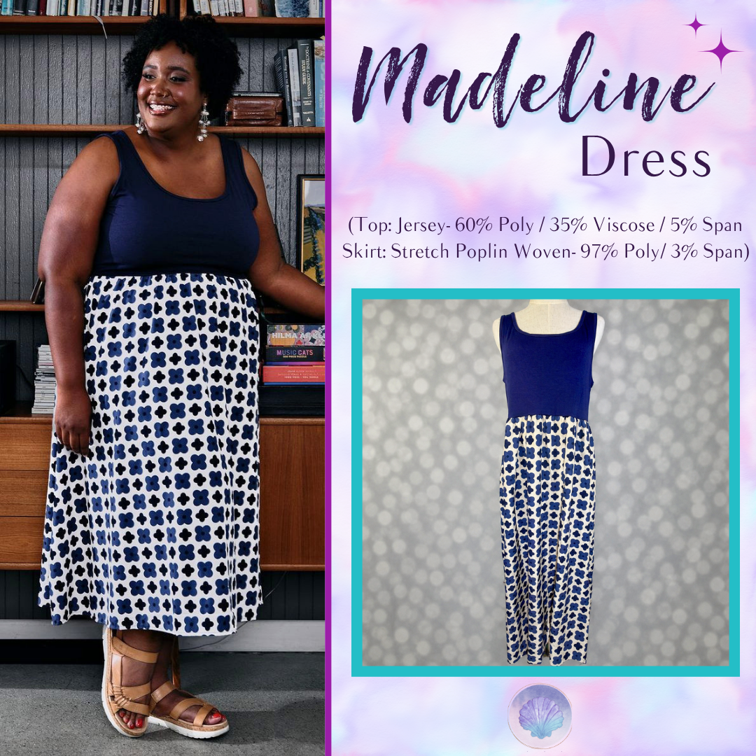 LuLaRoe Madeline Midi Tank Dress - Navy Retro Floral