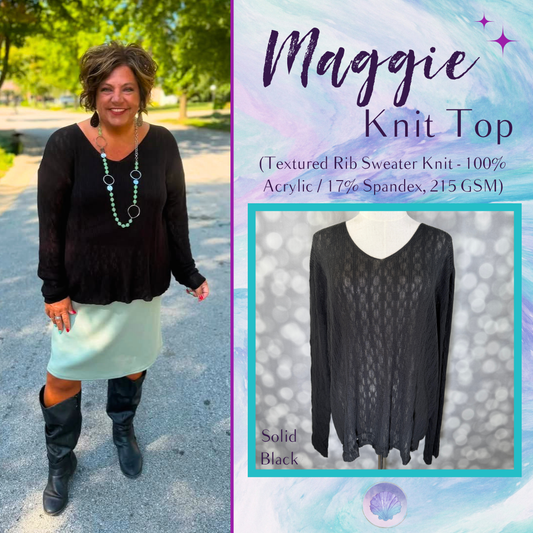 LuLaRoe Maggie Textured Knit Top - Solid Black