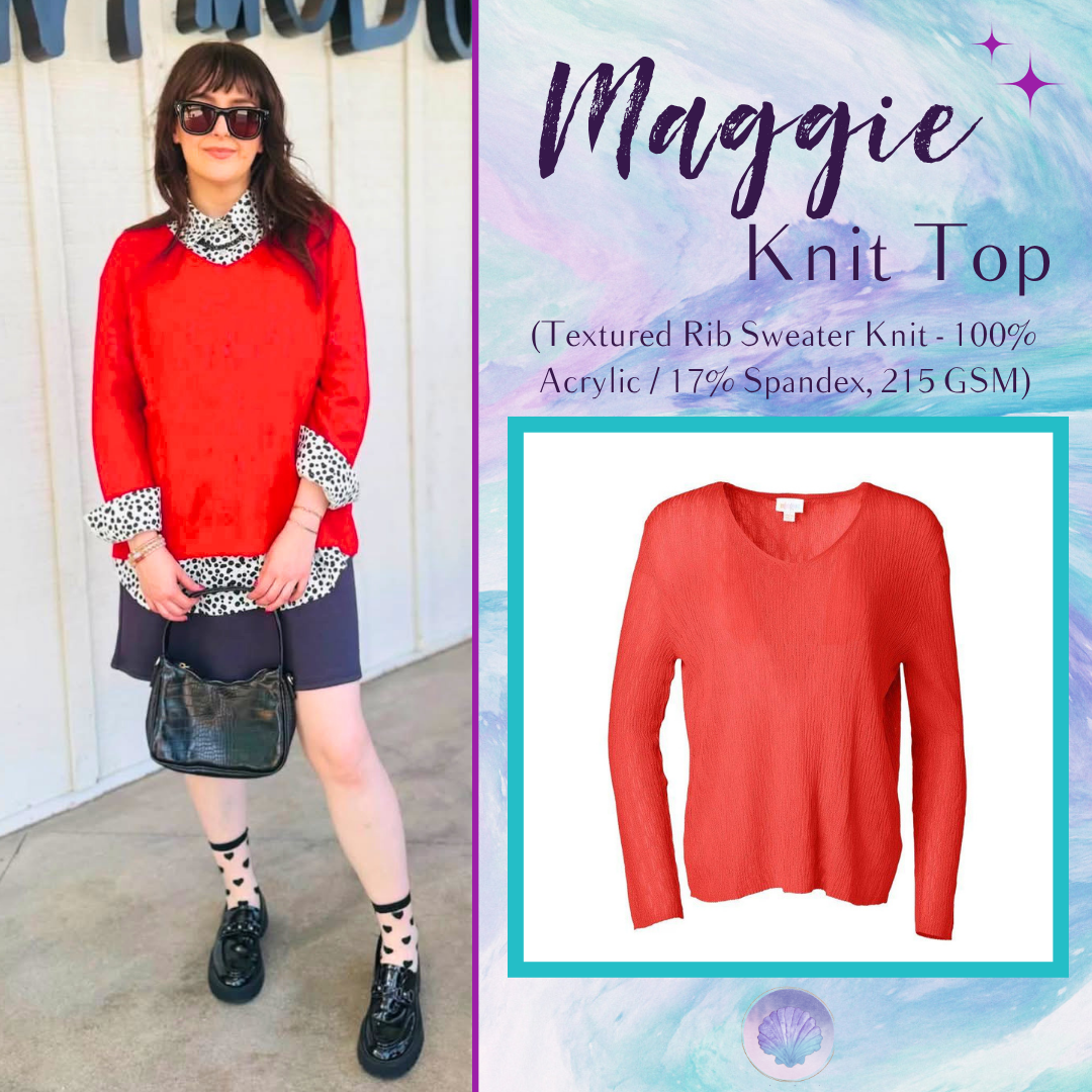 LuLaRoe Maggie Textured Knit Top in Solid Coral Red - lightweight V-neck open-knit sweater with long sleeves