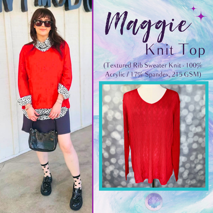 LuLaRoe Maggie Textured Knit Top - Solid Coral Red