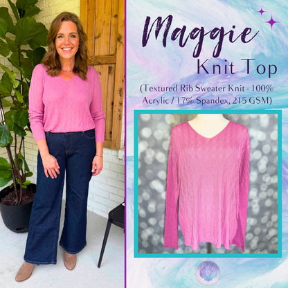 LuLaRoe Maggie Textured Knit Top - Solid Dusty Rose Pink