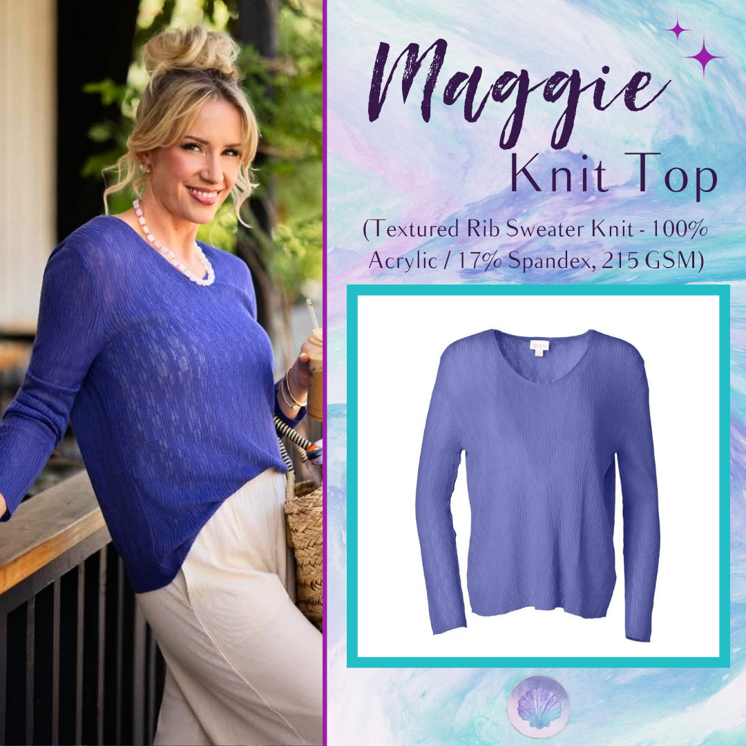LuLaRoe Maggie Textured Knit Top in Solid Periwinkle Blue - lightweight V-neck open-knit sweater with long sleeves