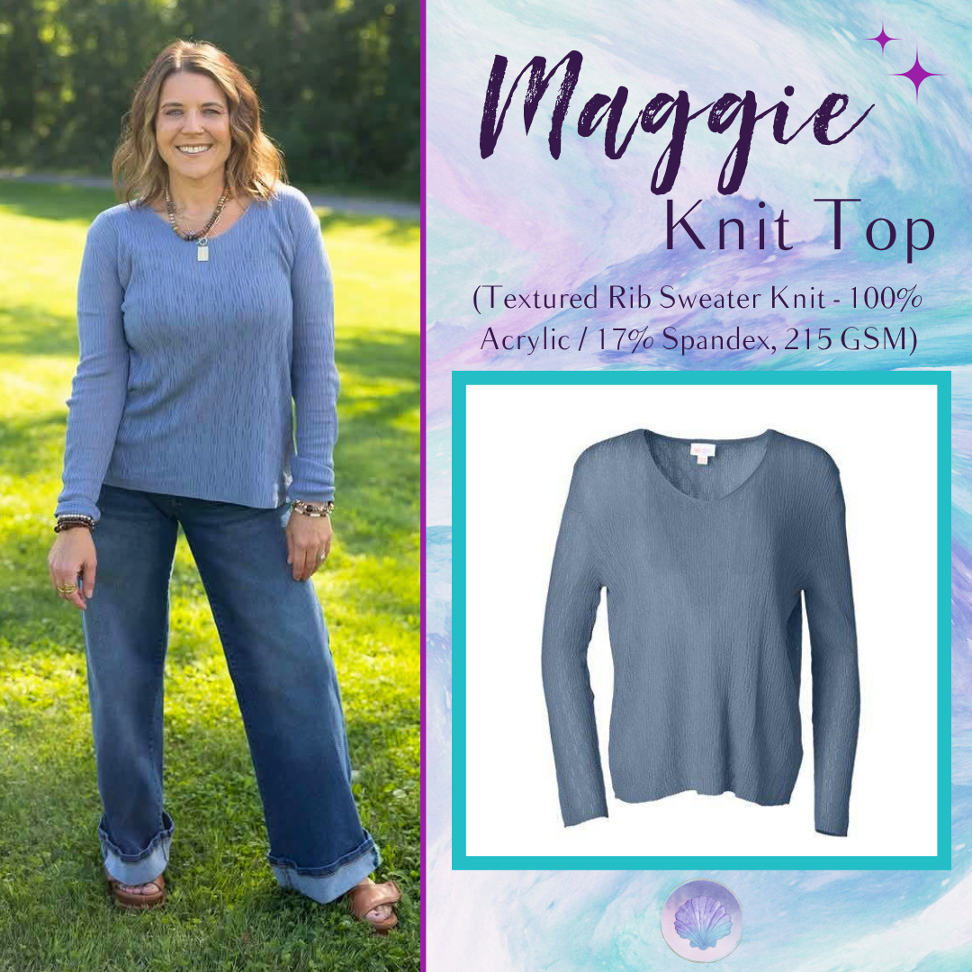 LuLaRoe Maggie Textured Knit Top in Solid Windward Blue - lightweight V-neck open-knit sweater with long sleeves