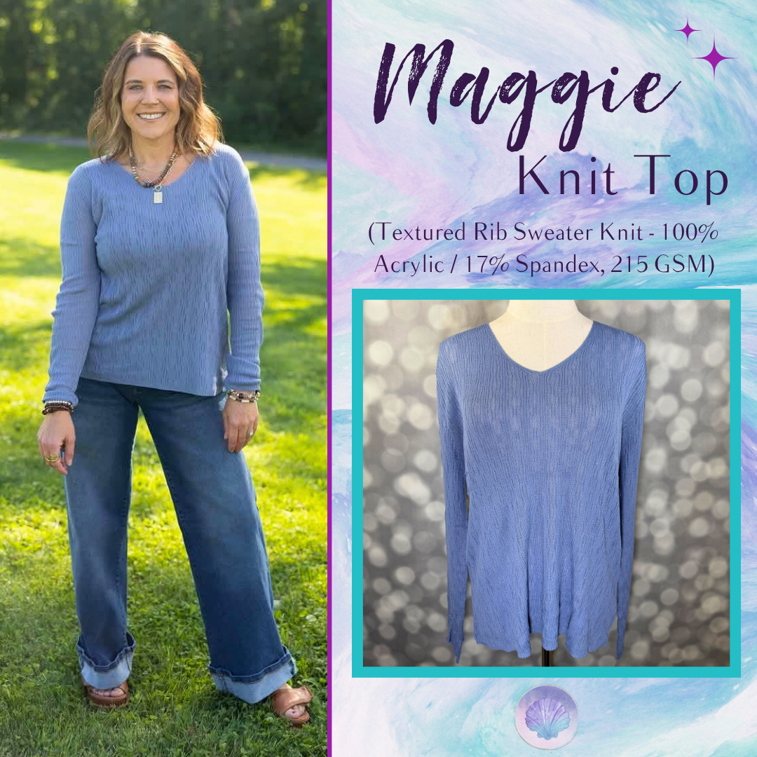 LuLaRoe Maggie Textured Knit Top - Solid Windward Blue