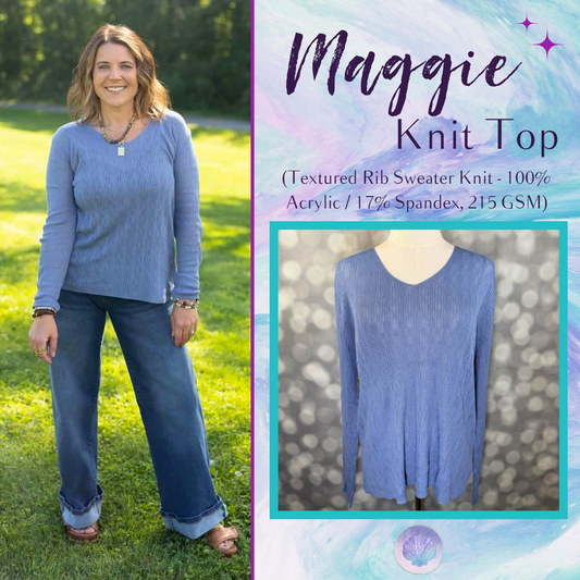 LuLaRoe Maggie Textured Knit Top - Solid Windward Blue