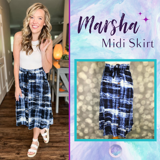 LuLaRoe LuLaRoe Marsha Midi Skirt - Midnight Crosshatch 