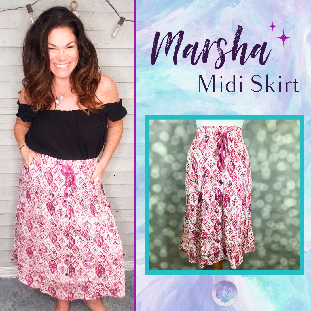 LuLaRoe LuLaRoe Marsha Midi Skirt - Rosewashed Tile 