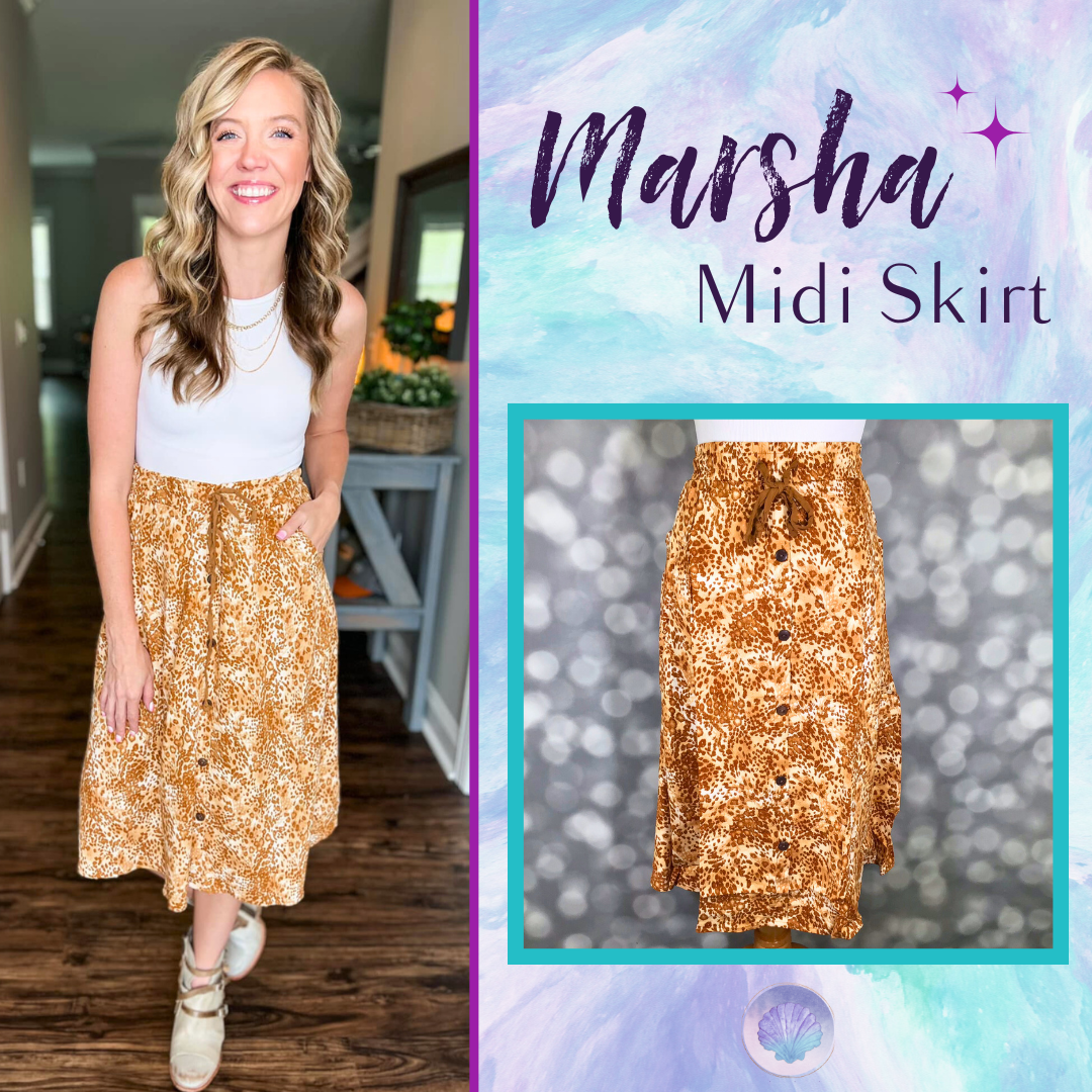 LuLaRoe LuLaRoe Marsha Midi Skirt - Sahara Drift 