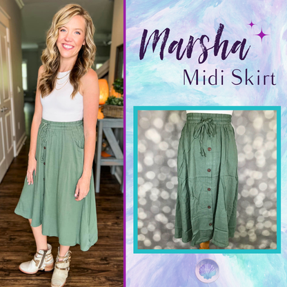 LuLaRoe LuLaRoe Marsha Midi Skirt - Solid Sage Grove 