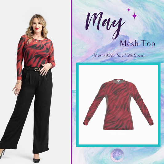 LuLaRoe May Mesh Top - Crimson Wildcat