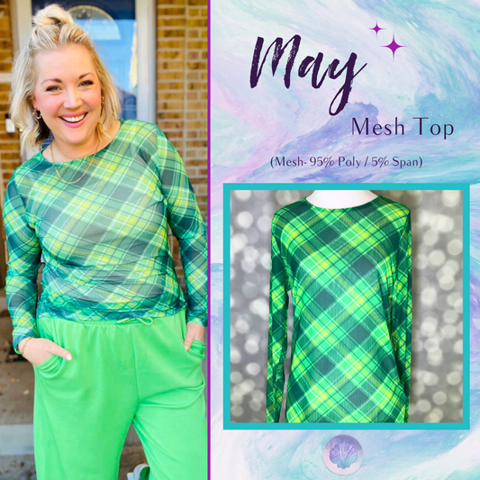 LuLaRoe LuLaRoe May Mesh Top - Emerald Grove Plaid 