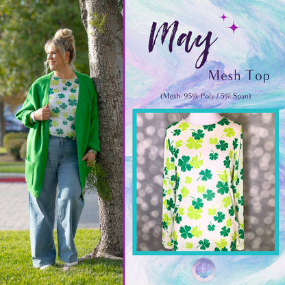 LuLaRoe LuLaRoe May Mesh Top - Lucky Clover Scatter 