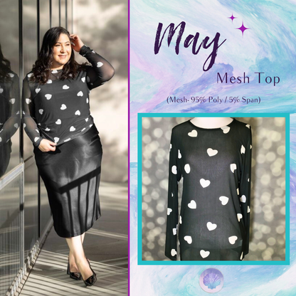 LuLaRoe LuLaRoe May Mesh Top - Midnight Heart Scatter 