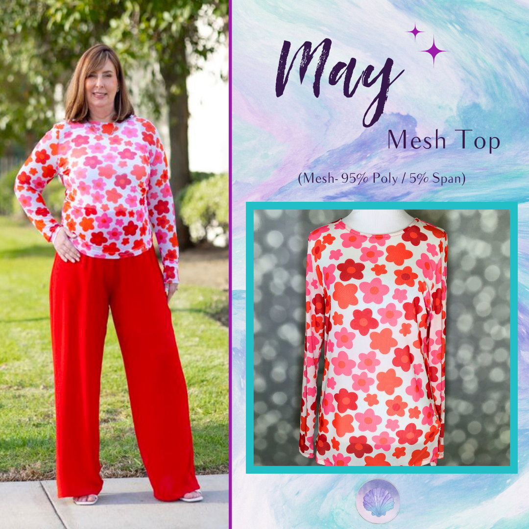LuLaRoe LuLaRoe May Mesh Top - Poppy Bloom Parade 