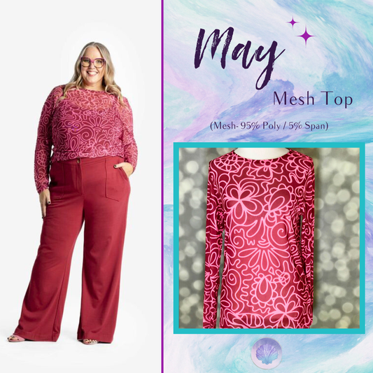 LuLaRoe LuLaRoe May Mesh Top - Raspberry Doodle Bloom 