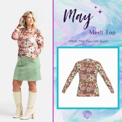 LuLaRoe May Mesh Top - Retro Blossom Block