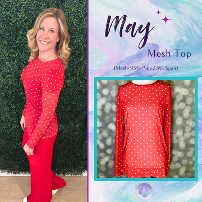 LuLaRoe LuLaRoe May Mesh Top - Scarlet Heart Confetti 