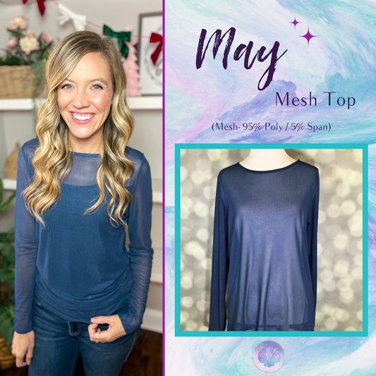 LuLaRoe May Mesh Top - Solid Midnight Veil