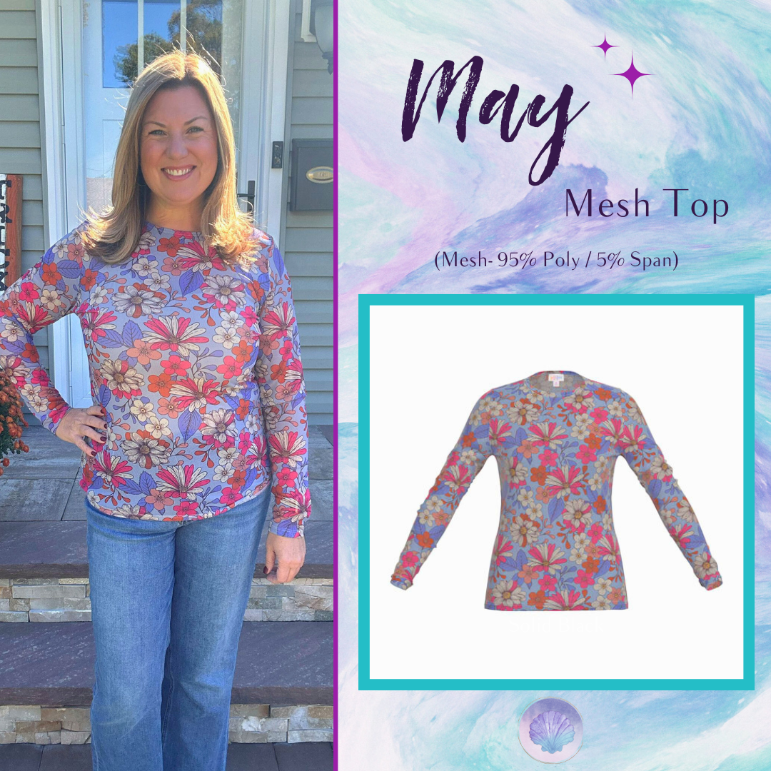 LuLaRoe May Mesh Top - Vintage Sky Garden