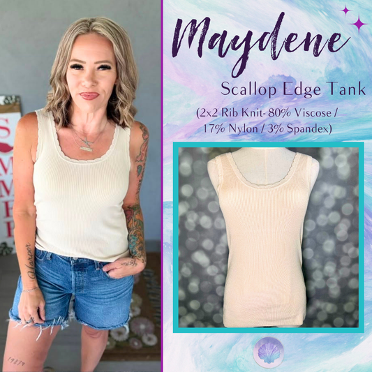 LuLaRoe Maydene Scallop Edge Tank – Solid Egret Ivory