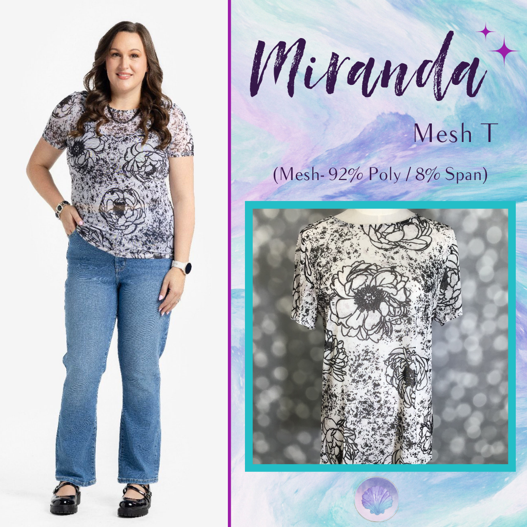 LuLaRoe LuLaRoe Miranda Mesh T - Midnight Sketch Bloom 