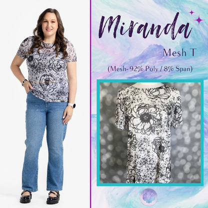 LuLaRoe LuLaRoe Miranda Mesh T - Midnight Sketch Bloom 