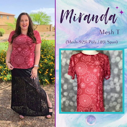 LuLaRoe LuLaRoe Miranda Mesh T - Rustic Bandana Bloom 