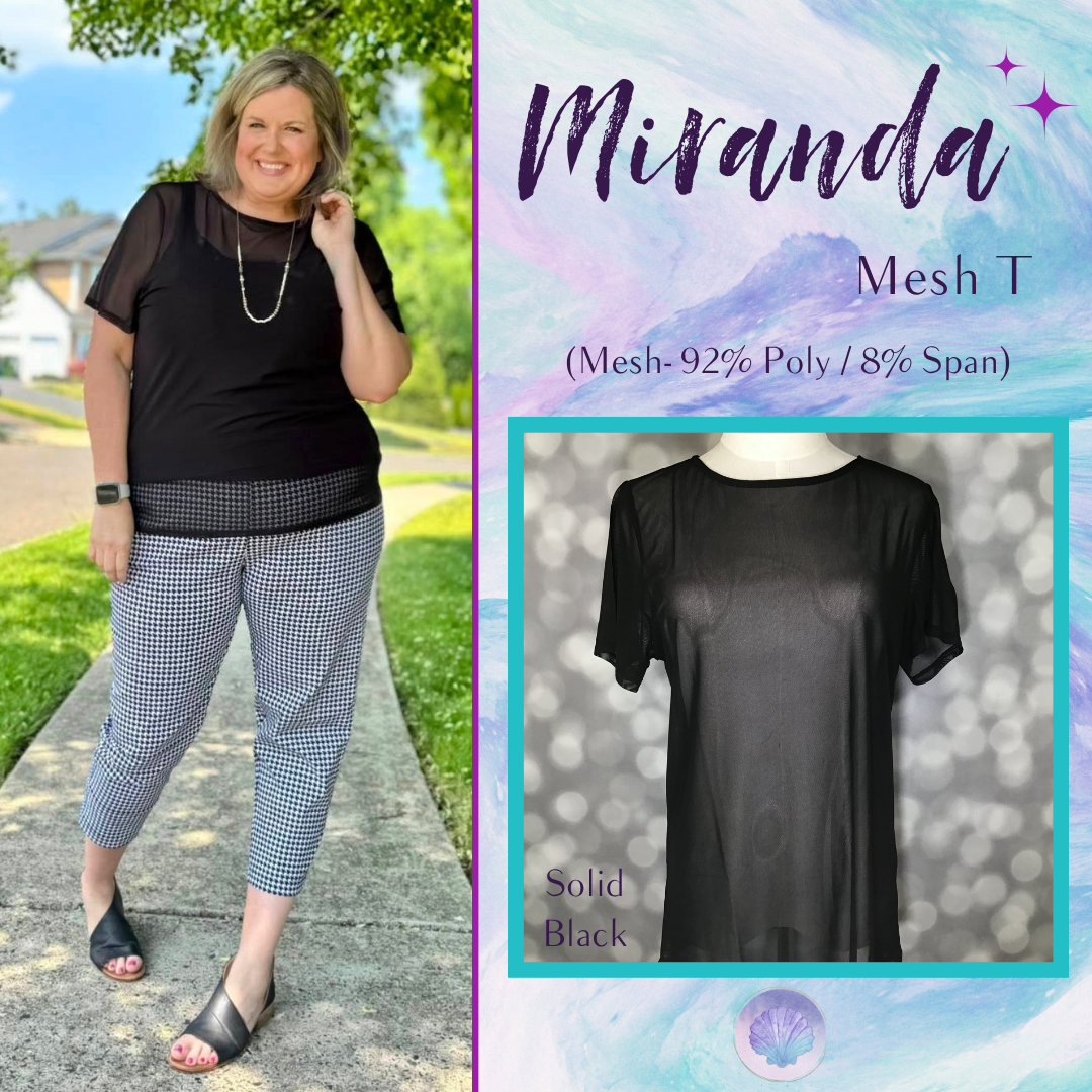 LuLaRoe LuLaRoe Miranda Mesh T - Solid Black 