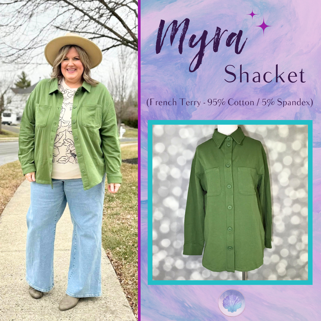 LuLaRoe LuLaRoe Myra Shacket - Solid Mossy Olive 