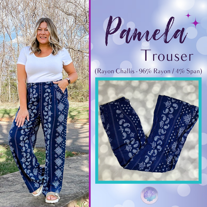 LuLaRoe LuLaRoe Pamela Trouser - Indigo Paisley Panel 