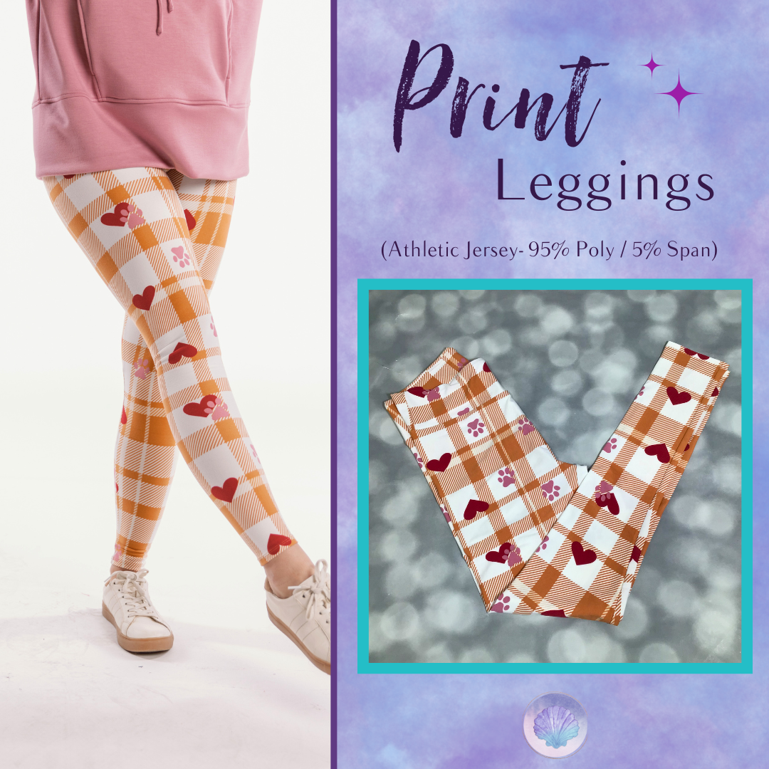 LuLaRoe LuLaRoe Single Print Leggings - Honeyed Heart Gingham 