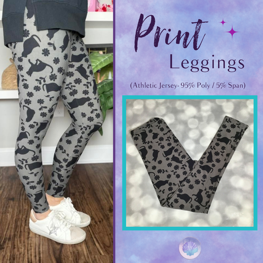 LuLaRoe LuLaRoe Single Print Leggings - Midnight Whisker Garden 