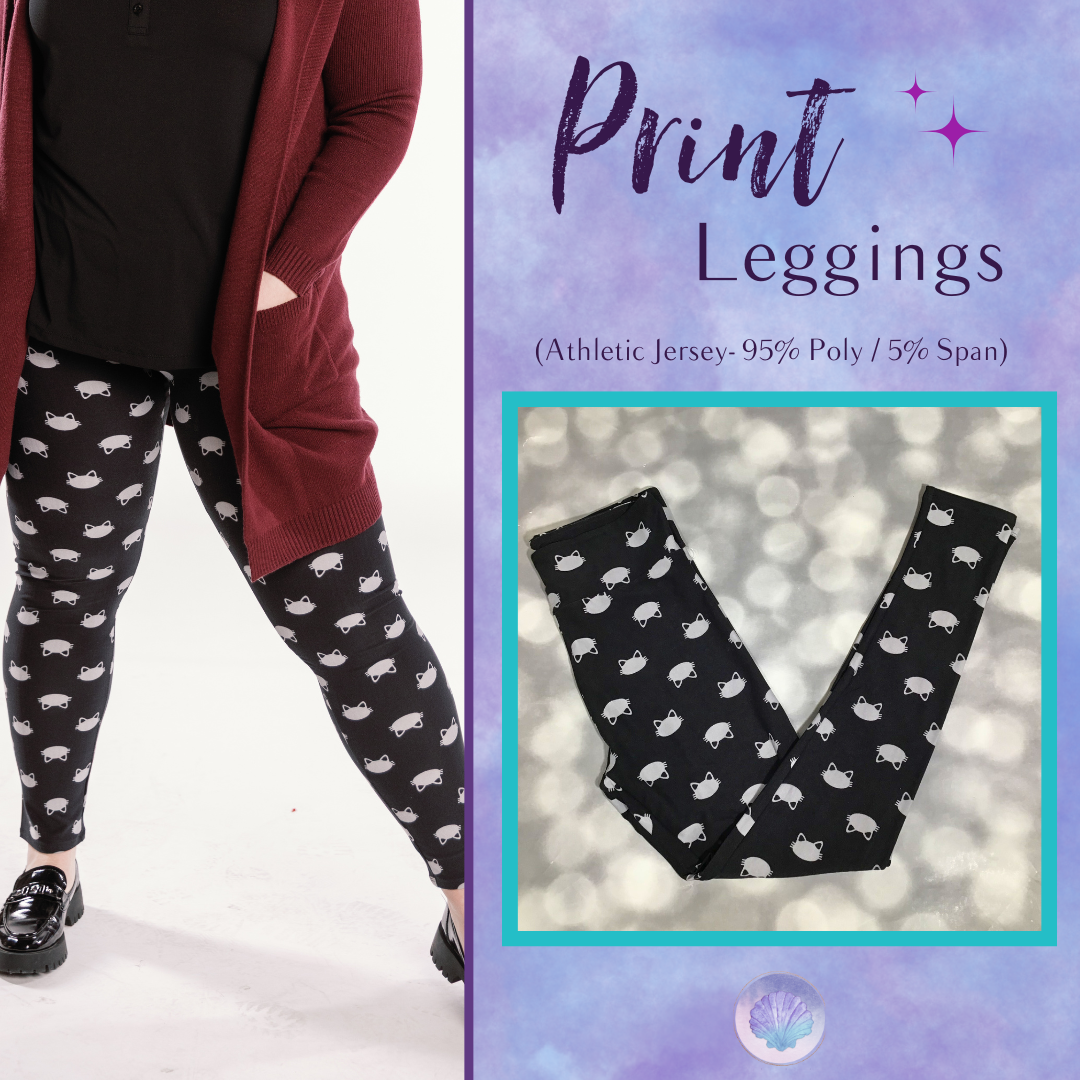 LuLaRoe LuLaRoe Single Print Leggings - Minimal Whisker Icons 
