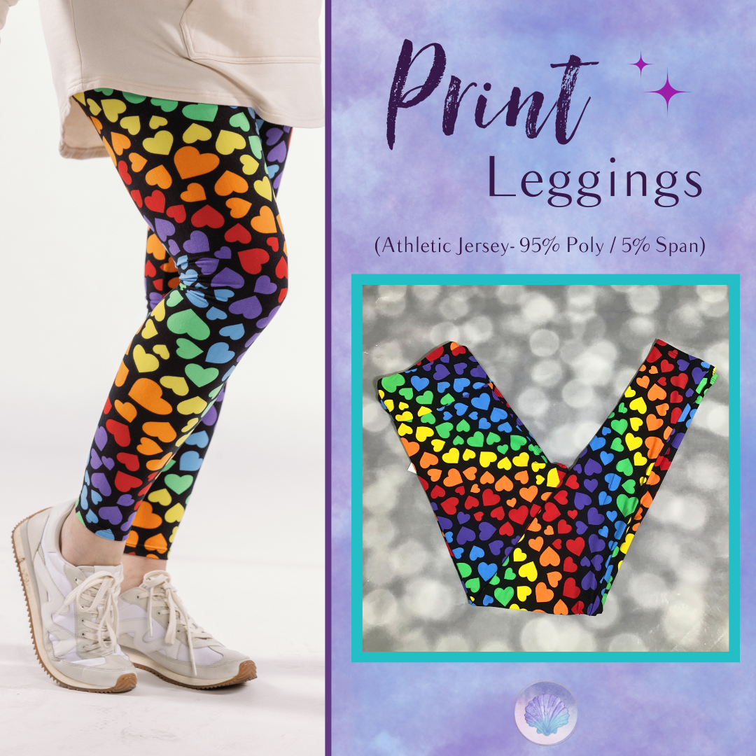 LuLaRoe LuLaRoe Single Print Leggings - Spectrum Heart Parade 