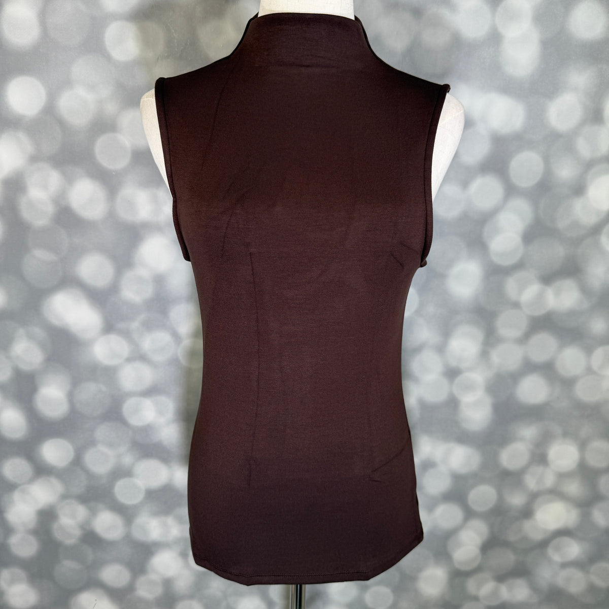 LuLaRoe Ramona Mock Neck Tank – Solid Chocolate Brown outfit and fit photo