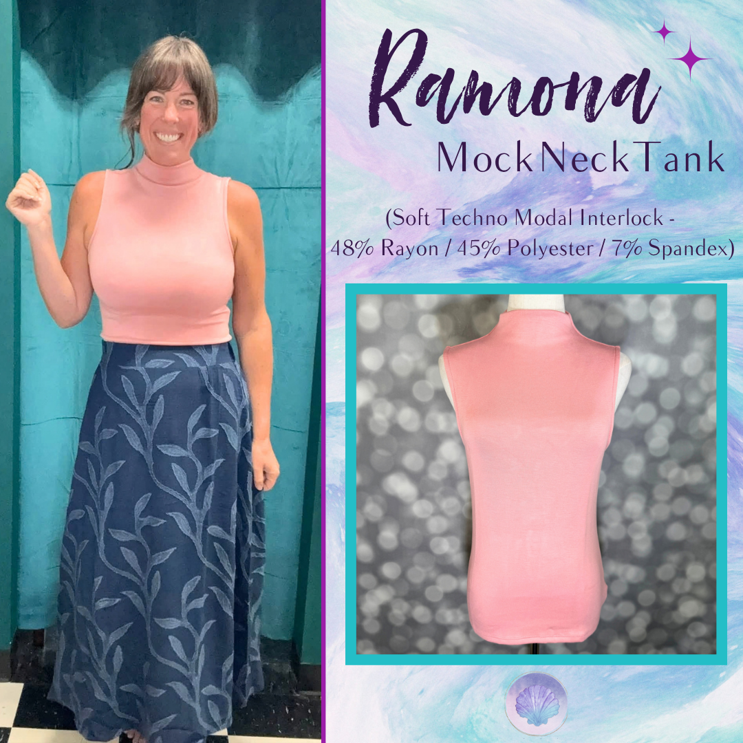 LuLaRoe Ramona Mock Neck Tank – Solid Blush Pink front view