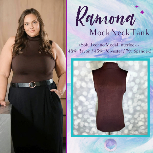 LuLaRoe Ramona Mock Neck Tank – Solid Chocolate Brown