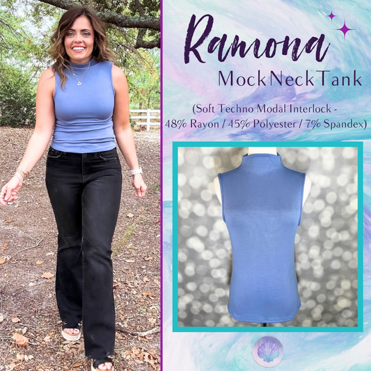LuLaRoe Ramona Mock Neck Tank – Solid Slate Blue